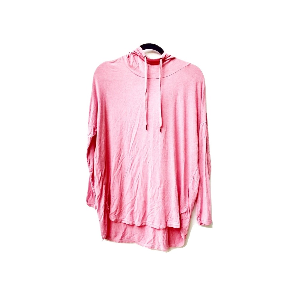 Avía Women's Pullover Coral Long Sleeve Tie  Neck Hooded Top Sz Medium (8-10)